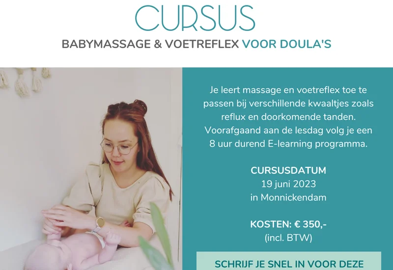 Babymassage en baby voetreflexologie cursus voor doula's en geboortewerkers