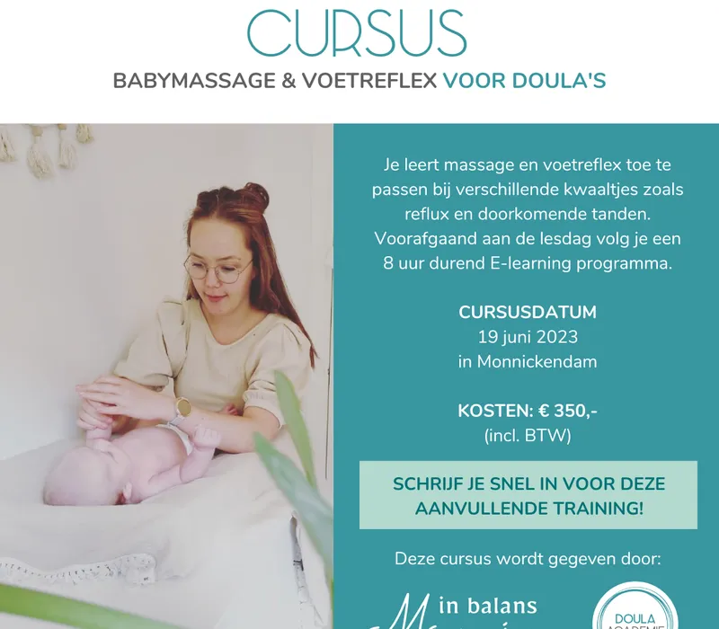 Babymassage en baby voetreflexologie cursus voor doula's en geboortewerkers